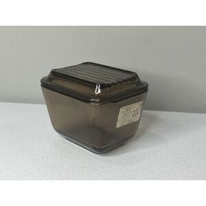 Vtg Pyrex Corning Refrigerator Dish 501B Lid 501C Amber Brown W/Original Sticker